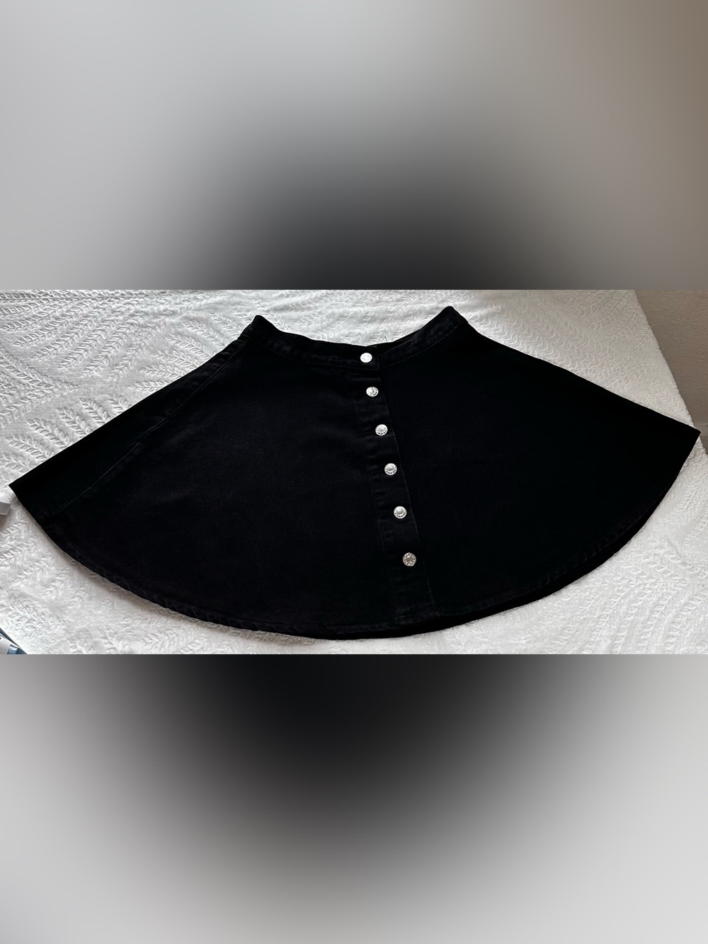 SHEIN Black Button-Front A-Line Skirt - Women